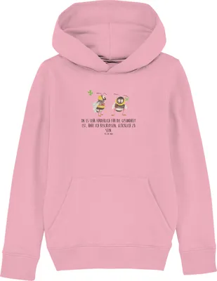 Produktbild von Mr. & Mrs. Panda Kinderpullover Hummeln Kleeblatt 7-8 Jahre (122/128) - Baumwolle Pink - Geschenk, Spruch Positiv, glücklich Werden, Pullover, Lustige Sprüche, Hoody, sein