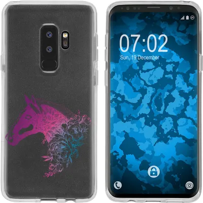 Produktbild von PhoneNatic Case kompatibel mit Samsung Galaxy S9 Plus Silikon-Hülle Floral Pferd M5-6