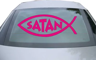 Produktbild von Indigos UG - Aufkleber Heckscheibe & Motorklappe DE2266 - pink - 600x225 mm - Satan Fisch - Auto Scheiben Fenster Heckklappe Tuning Racing JDM - Die cut