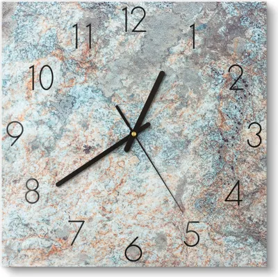 Produktbild von DEQORI Glasuhr 30x30 cm Zahlen 'Verfärbter Stein' Wanduhr Glas Uhr Design leise
