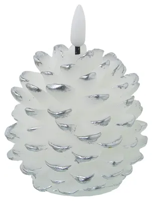 4 LED-Kerzen Ananasform silber 8x13 cm mit Schalter