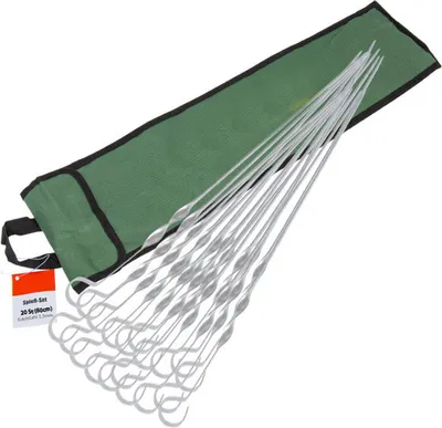 Produktbild von 20 Schaschlikspiesse Edelstahl mit Tasche (60cm)