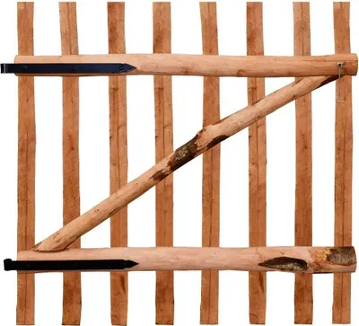 Image de vidaXL Portail de clôture à un vantail Bois de noisetier imprégné 100×100 cm