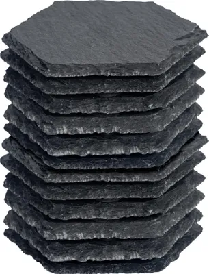 Produktbild von Argon Ta Sechseckige Untersetzer aus Schiefer – 9,5 cm – 12 Stück