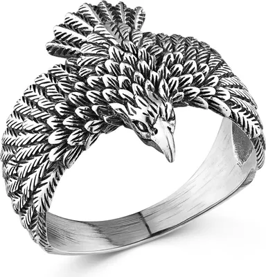 Produktbild von MATERIA by Matthias Wagner Herrenring Adler Silber 925 breit - Siegelring Flügel Herren Ring massiv antik SR-3