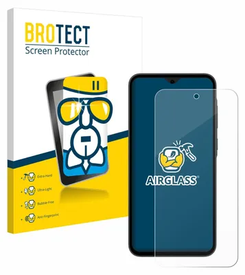 A product shot of a screen protector packaging and a smartphone with a screen protector applied.