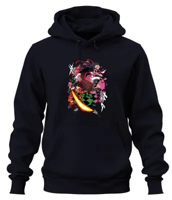 Produktbild von Kimetsu no Yaiba Tanjiro Nezuko Feuerklinge Anime Hoodie Kapuzenpullover, Navy, S
