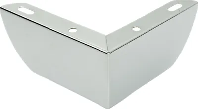 Image de Pied de meuble d'angle en métal chromé, hauteur 5,5 cm, brillant, idéal pour les meubles minimalistes et les intérieurs élégants.