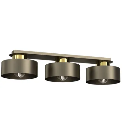Zdjęcie produktu dla Lampa sufitowa tytanowa złota listwa z elementami złoty połysk Marti 3xE27 15W Luminex