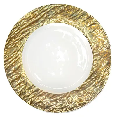 Produktbild von Weiß-goldener flacher Teller, 27 cm – 6er-Set