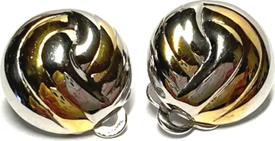 Produktbild von Ohrring 925 Silber bicolor Glanz Ohrclip Klips runde Form