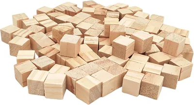 Productafbeelding van Houten kubussen 1,5 cm/100 stuks, onafgewerkte vierkante houten blokken natuurlijke houten blokken voor knutselen, snijden en doe-het-zelf projecten