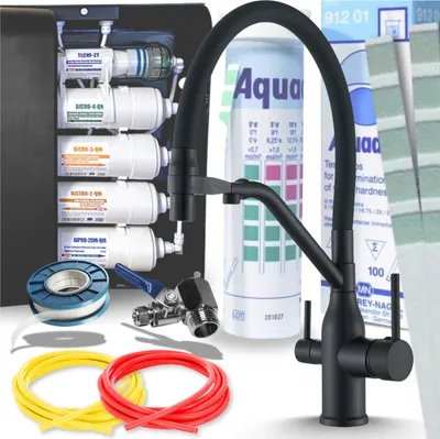 Produktbild von 3 Wege Küchenarmatur Ari Magneto, ausziehbare flexible Brause, 360 Grad schwenkbar, mit Filteranschluss, schwarz matt
