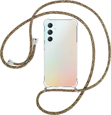 Produktbild von Handykette Backcover-Schutzhülle mit Band (Metall silberfarben) für Samsung Galaxy S23 FE (6.4'') - braun+beige