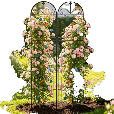 Imagen del producto de Soporte para plantas de jardín, diseño de hierro rústico, estructura vertical para plantas, color