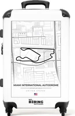 Produktbild von NoBoringSuitcases.com® Großer Koffer - Rennstrecke - F1 - Internationales Autodrom von Miami - Sport - Weiß - Kombinationsschloss TSA - Hartschalen Trolley 4 Rollen - 72 liter - Reisekoffer - 66 cmKoffer Mittelgroß 67x43x25 cm, 72L,
