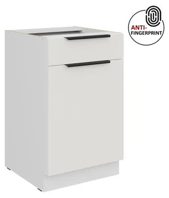 Produktbild von Küchen Unterschrank 50 cm Küche ARIA Weiss ultra matt + Weiss matt, hochwertige Fronten mit Anti Fingerprint Beschichtung Küchenzeile Küchenblock