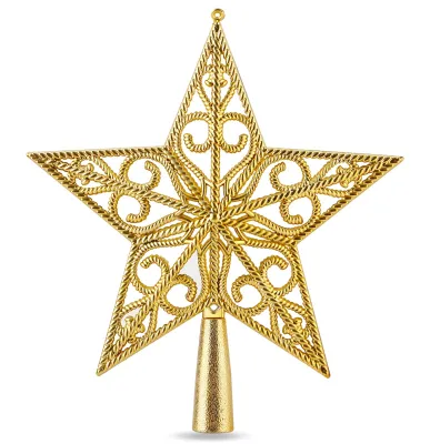 Produktbild von Baumspitze für Weihnachtsbaum Christbaumspitze Aufsatz für Tannenbaum Weihnachtsdekoration (Stern-Ornament-Gold)