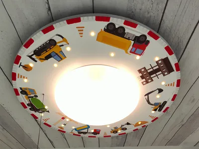 Produktbild von Coole Baustellen LED Deckenleuchte bunt für Kinderzimmer & Jungenzimmer Ø 54cm