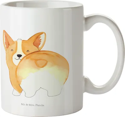 Produktbild von Mr. & Mrs. Panda Teetasse Corgi Po - Weiß - Geschenk, Pott, Hund, Motivation, Tierliebhaber, Kaffeebecher, Corgie, Becher, Tasse, mit Motiv, Kaffeetasse