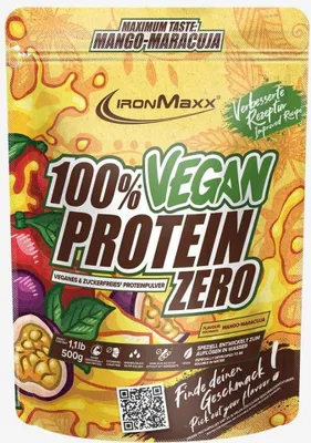 Produktbild von IronMaxx 100% Vegan Protein Zero – 500g-Beutel Mango Maracuja