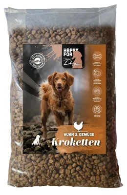 Produktbild von HAPPY FOR Dogs Hundefutter Adult 65% Hühnerkroketten & 10% Gemüsekroketten 1 x 10 kg