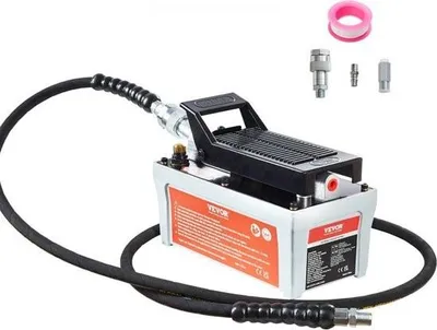 Produktbild von 700 bar Lufthydraulikpumpe 1,6 l Hydraulikpumpe 0,8 l/min (unbelastet) 0,16 l/min (belastet) Hydraulische Fußpumpe mit 2 m Schlauch Luftfußpumpe Autoreparatur Bohranlage Maschinenwartung