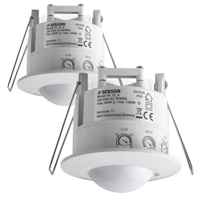 2x Bewegungssensor Unterputz 360° Einbau Deckenmontage HF Sensor SEBSON