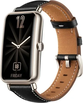 Produktbild von Strap-it Huawei Watch Fit Mini Lederarmband (Schwarz)