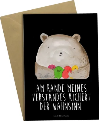 Produktbild von Mr. & Mrs. Panda valentinstagskarte Bär Gefühl - Schwarz - Geschenk, hochzeitskarten, Durchgedreht, Teddy, genesungskarte, osterkarten, Verrückt, glückwunschkarten