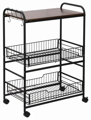 Immagine prodotto di Carrello da Cucina 60x38x85,5 cm in Legno e Metallo Nero