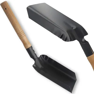 Obrázok produktu pre Kovová lopatka popolník drevená rukoväť 37 cm lopatka na popol do krbu grilu pece záhradná naberačka