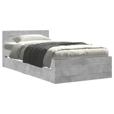 Produktbild von vidaXL Bettgestell mit Kopfteil Betongrau 75x190 cm Holzwerkstoff