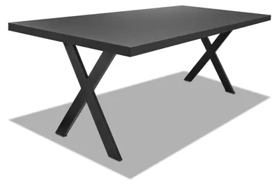 Immagine prodotto di Tavolo da pranzo 220x100cm in legno e metallo con piedi ad "X" e ripiano in colore legno nero