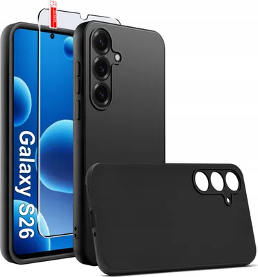Zdjęcie produktu dla Etui Czarne Matowe Silikon Slim do Samsung S26 + SZKŁO 9H