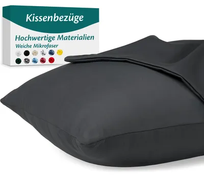 Produktbild von Kissenbezug 40 x 70 cm – Mikrofaser, - – Anthrazit – 2er-Set Kissenbezüge für Kissen der Größe 40 x 70 cm – Weich und atmungsaktiv – Hypoallergen – Waschbar mit verdecktem Reißverschluss