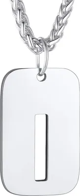 Productafbeelding van Heren Ketting - Naam Hanger - Persoonlijk Cadeau - 26 Initiale Letters - 22 Inch - Zilverkleurig