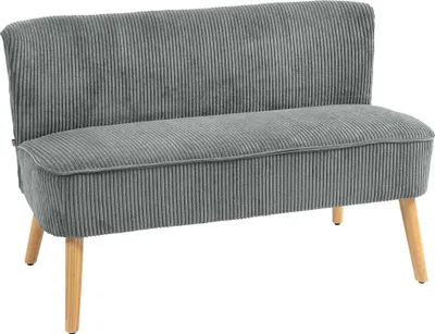 Zdjęcie produktu dla Sofa dwuosobowa HOMCOM, mała sofa dwuosobowa z wykończeniem w stylu sztruksowym, nowoczesna tapicerowana sofa do salonu, sypialni, małej przestrzeni, szara, 117 x 56,5 x 77 cm