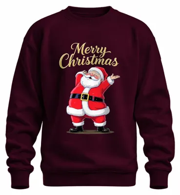 Produktbild von Merry Christmas Weihnachtsmann Santa Claus Lustig Nikolaus Sweatshirt Pullover, Burgundy, 3XL