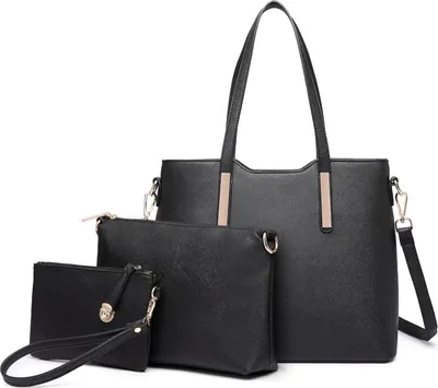 Produktbild von Miss Lulu Damen Große Handtasche Schultertasche Kunstleder 3tlg. Set