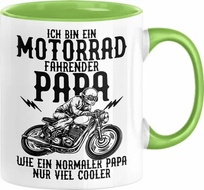 Produktbild von Motorrad Papa Tasse Geschenk Motorradfahrer Vatertag Geschenkidee Ich Bin Ein Motorrad Fahrender Papa Wie Ein Normaler Papa Nur Viel Cooler Kaffee-Becher (Grün)