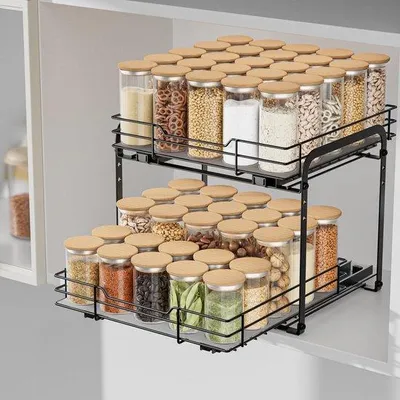 Produktbild von Famanu Kräuterregal Organizer – 2-lagig, höhenverstellbar, metallene Küchenablage
