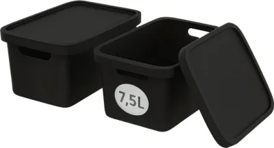 Produktbild von Plastard Aufbewahrungsbox mit Deckel 2er-Set 7,5 Liter in Schwarz