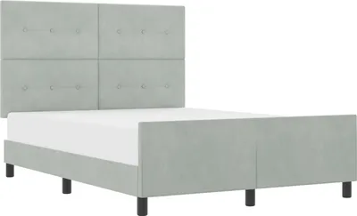 Image de Lit à ressorts avec tête de lit Gris clair 140 x 190 cm Velours