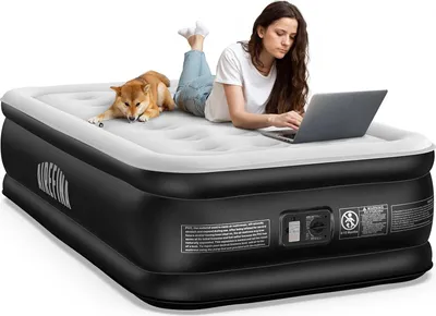 Produktbild von Luftmatratze für 1 Person mit eingebauter Pumpe - Selbstaufblasende Matratze in 3 Minuten - Tragbar und faltbar - Gästebett 190 × 99 × 46 cm