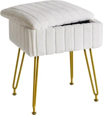 Imagen del producto de Silla de terciopelo Ibenzoa® con diseño confortable e espacio de almacenamiento oculto, estructura de metal resistente, ideal para dormitorios y zonas de maquillaje