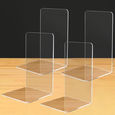 Produktbild von Acryl Buchstützen Transparent 2 Paare 18x12x12CM Bücherhalter Regal