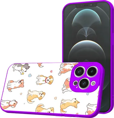 Produktbild von Smartphonica Handyhülle Geeignet für iPhone 12 Pro Max mit Hundedruck - TPU Back Cover Case Hundedesign - Lila