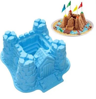 Produktbild von GKA XXL 3D Silikon Backform Schloß Burg Ritterburg Silikonbackform 30 cm Fondantform Muffin Silikonform Kinder Form Jungen Muffin Kuchen
