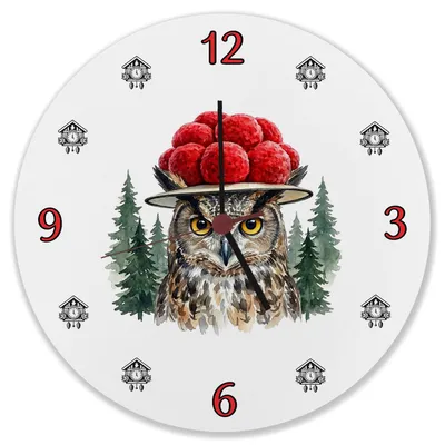Produktbild von Uhu mit Bollenhut Wanduhr aus MDF Schwarzwald Motiv